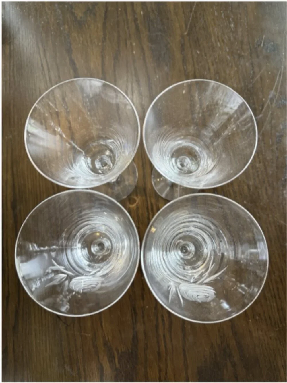 Set of 8 Vintage Fostoria Rose Etched Crystal Goblets